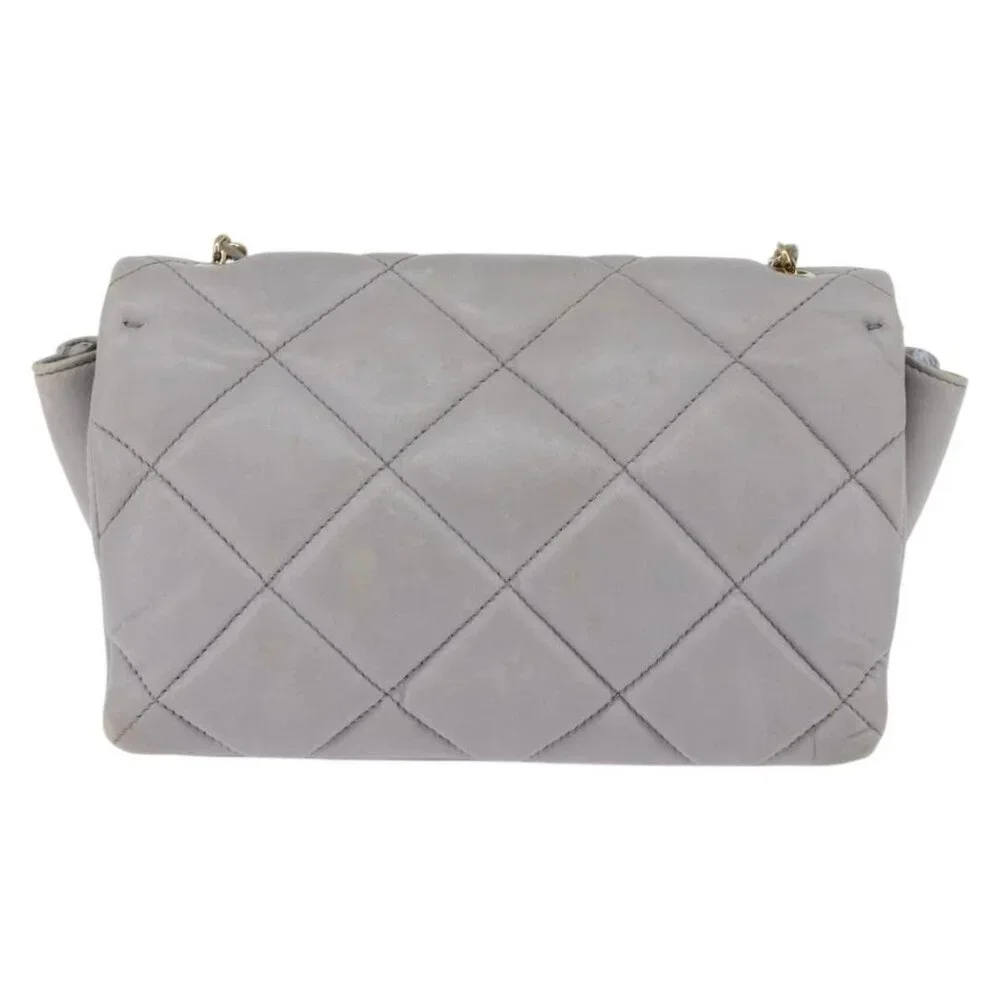 Salvatore Ferragamo Chain Vala Shoulder Bag Leather Gray Gold Auth 147515 - Picture 3 of 16